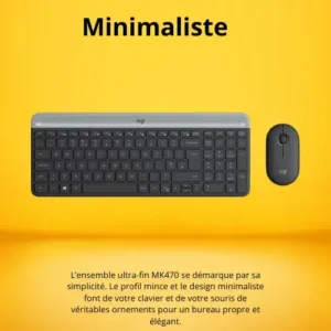 Ensemble clavier et souris sans fil ultra-fin MK470 QWERTY